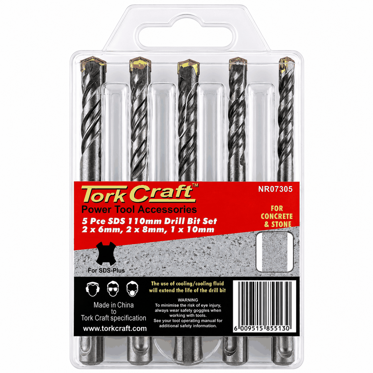 Tork Craft SDS 110mm Drill Bit Set 5pc: 2x6mm, 2x8mm, 1x10mm